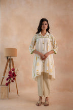 Juniper Off-White Garden Printed A-Line Tunic Kurta