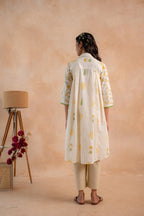 Juniper Off-White Garden Printed A-Line Tunic Kurta