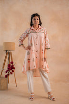 Juniper Blush Peach Garden Printed A-Line Tunic Kurta