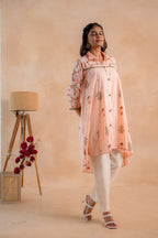 Juniper Blush Peach Garden Printed A-Line Tunic Kurta