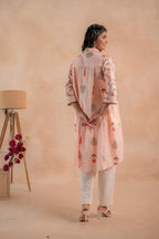 Juniper Blush Peach Garden Printed A-Line Tunic Kurta
