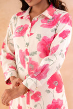 Juniper Ivory Rose Bloom Printed Shirt Tunic