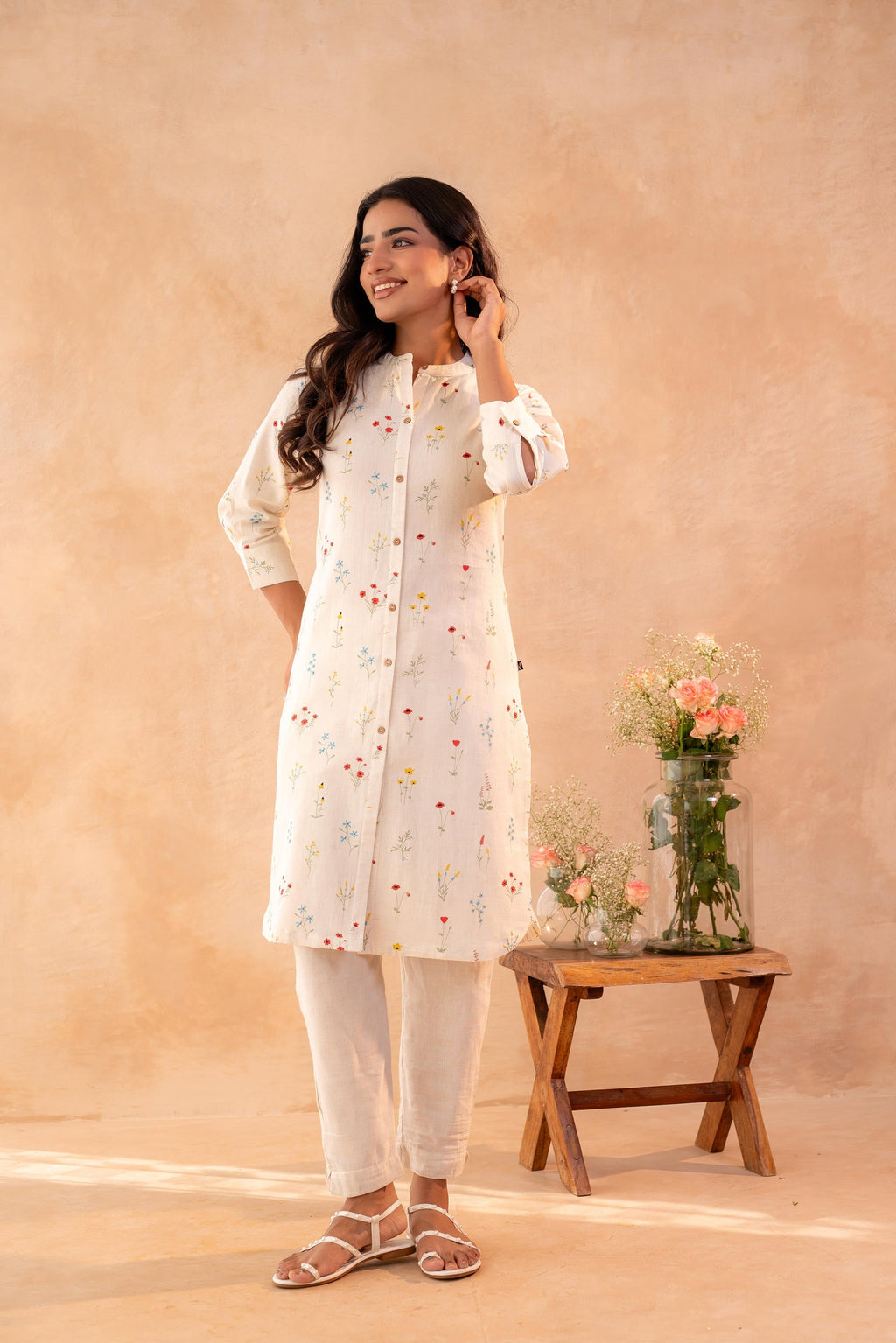 Juniper Ivory Meadow Bloom Printed Shirt Kurta