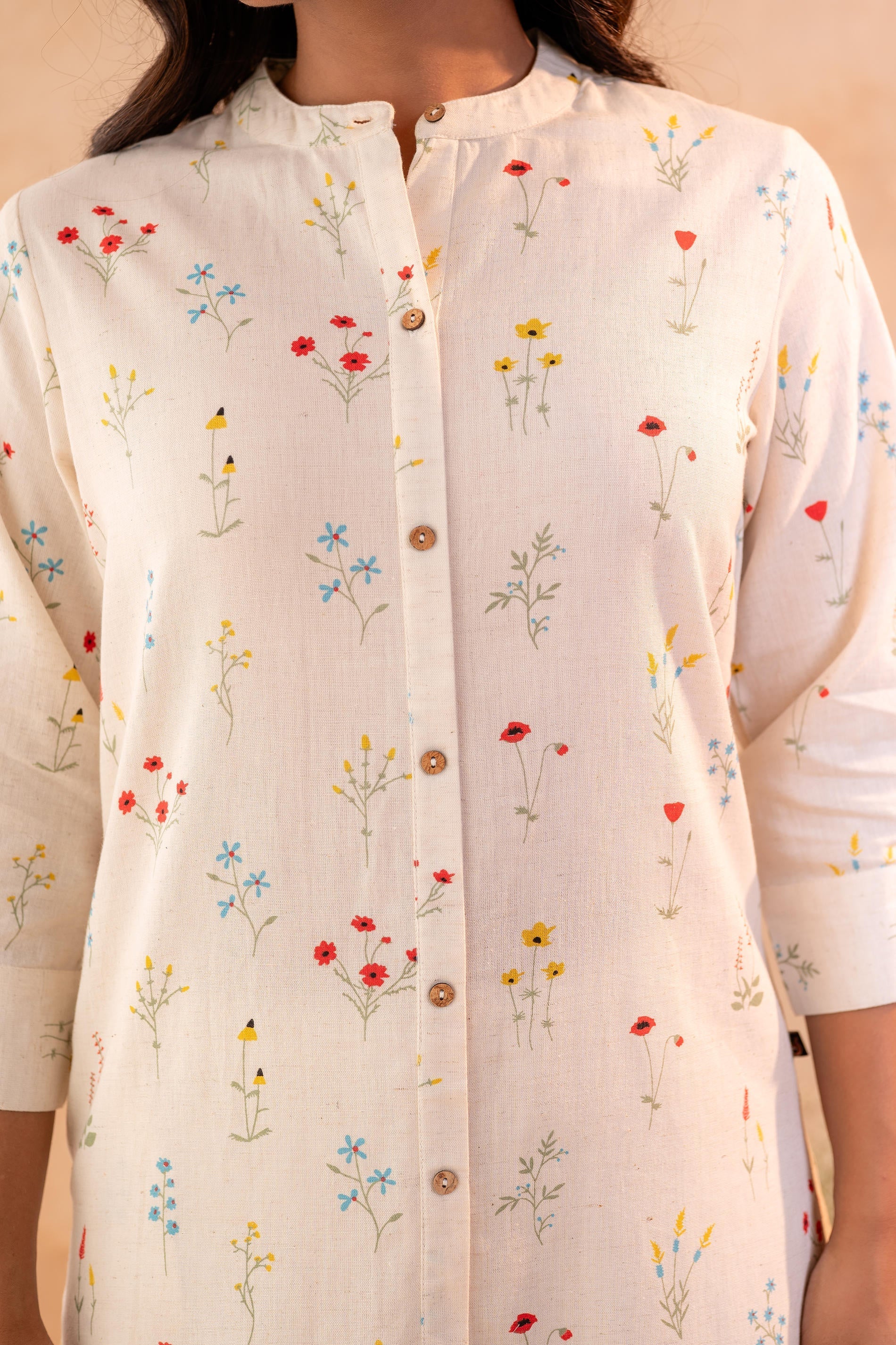 Juniper Ivory Meadow Bloom Printed Shirt Kurta