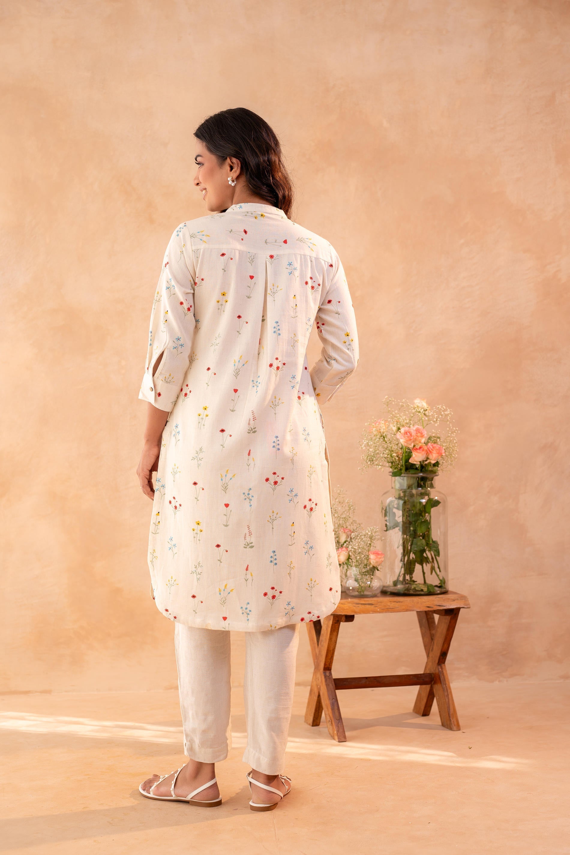 Juniper Ivory Meadow Bloom Printed Shirt Kurta