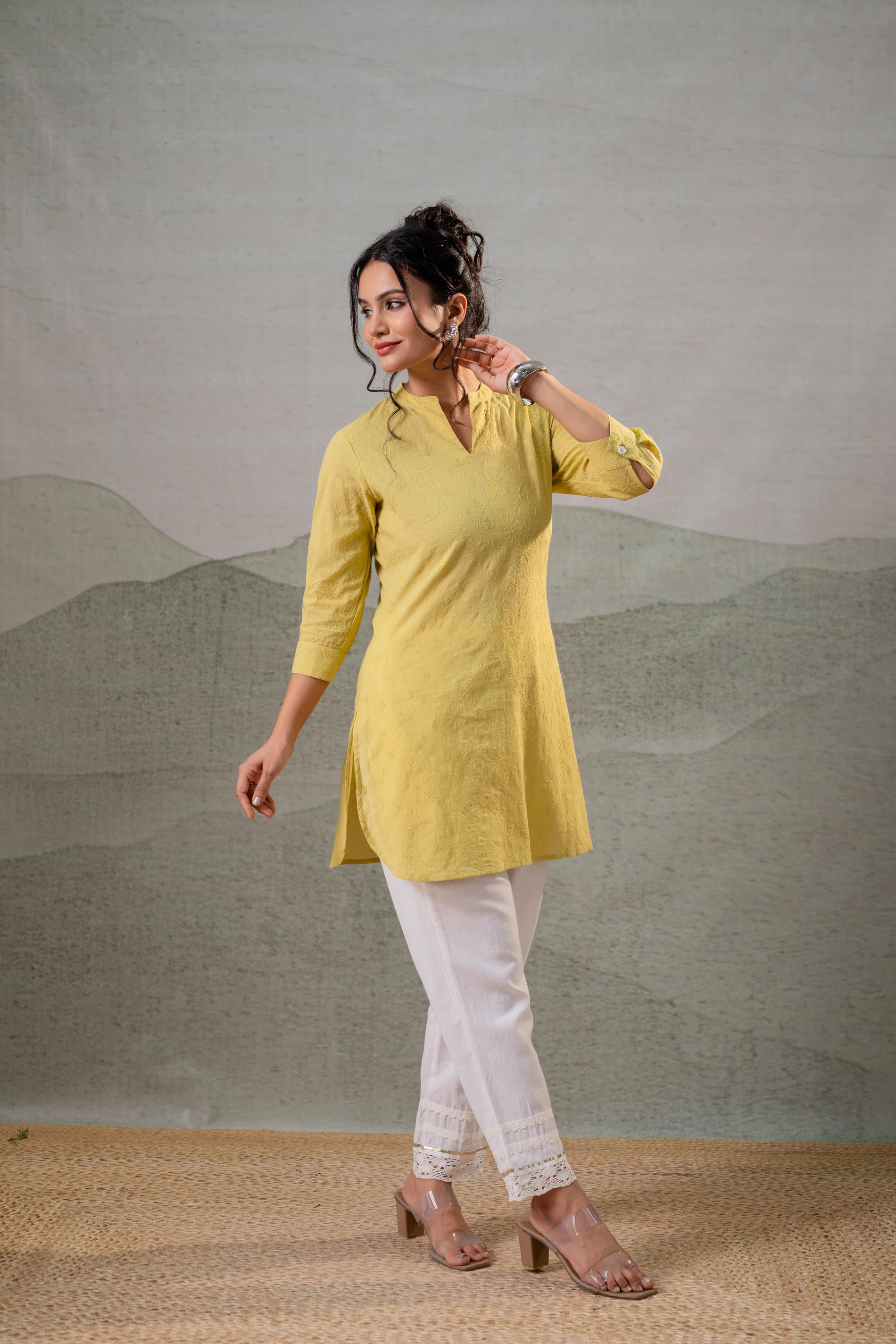 Juniper Lime Green Ease Minimal Cotton Tunic