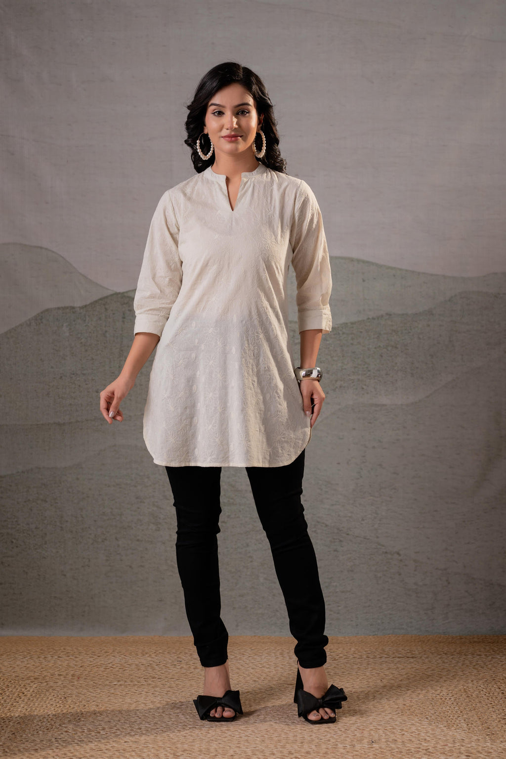 Juniper Off-White Ease Minimal Cotton Tunic