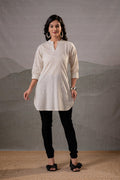 Juniper Off-White Ease Minimal Cotton Tunic
