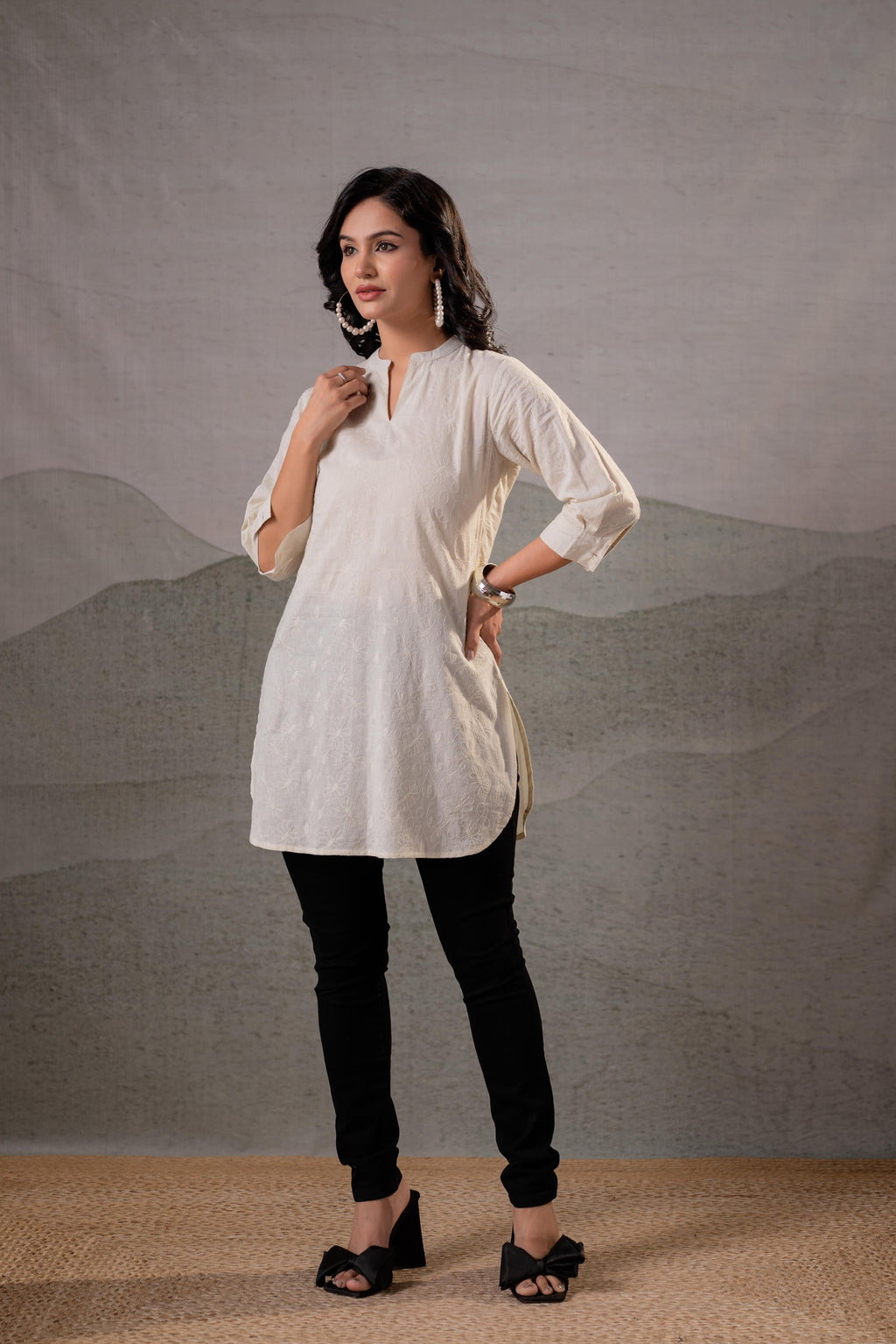 Juniper Off-White Ease Minimal Cotton Tunic