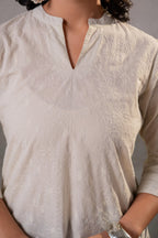 Juniper Off-White Ease Minimal Cotton Tunic
