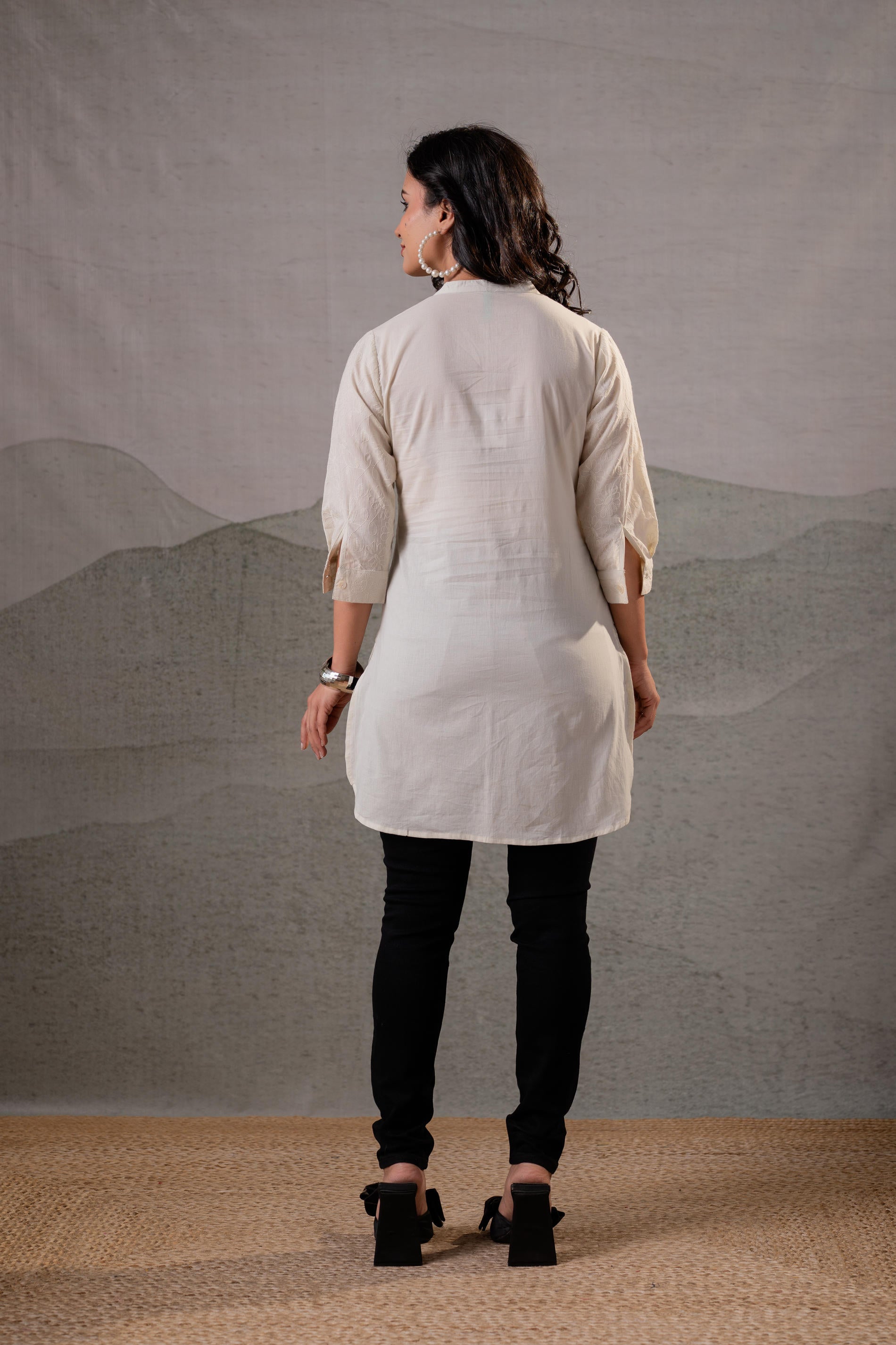 Juniper Off-White Ease Minimal Cotton Tunic