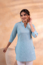 Juniper Sky Blue Ease Minimal Cotton Tunic