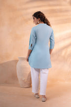 Juniper Sky Blue Ease Minimal Cotton Tunic