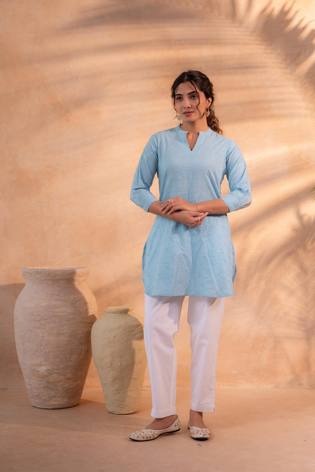 Juniper Sky Blue Ease Minimal Cotton Tunic