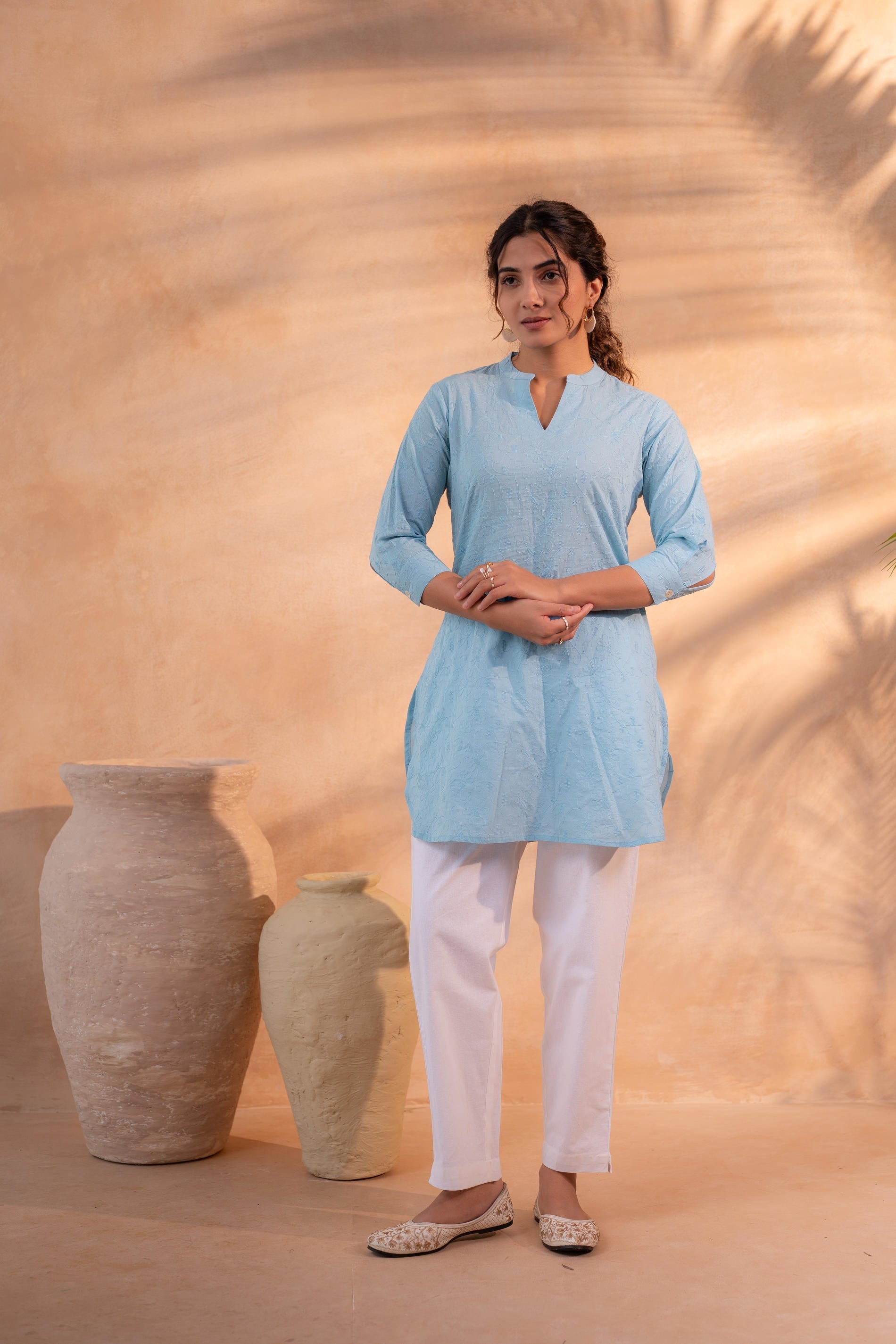 Juniper Sky Blue Ease Minimal Cotton Tunic