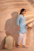 Juniper Sky Blue Ease Minimal Cotton Tunic