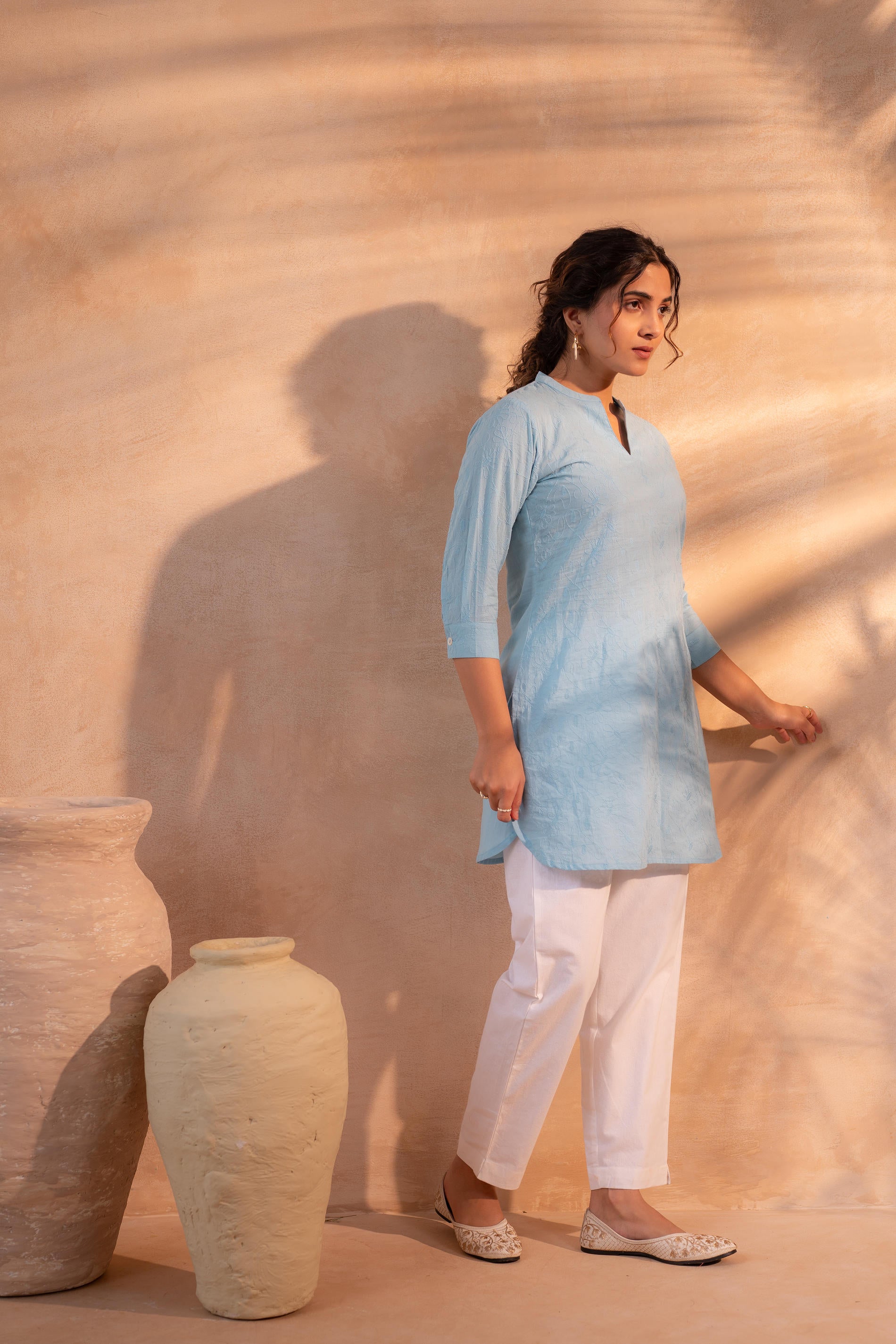 Juniper Sky Blue Ease Minimal Cotton Tunic