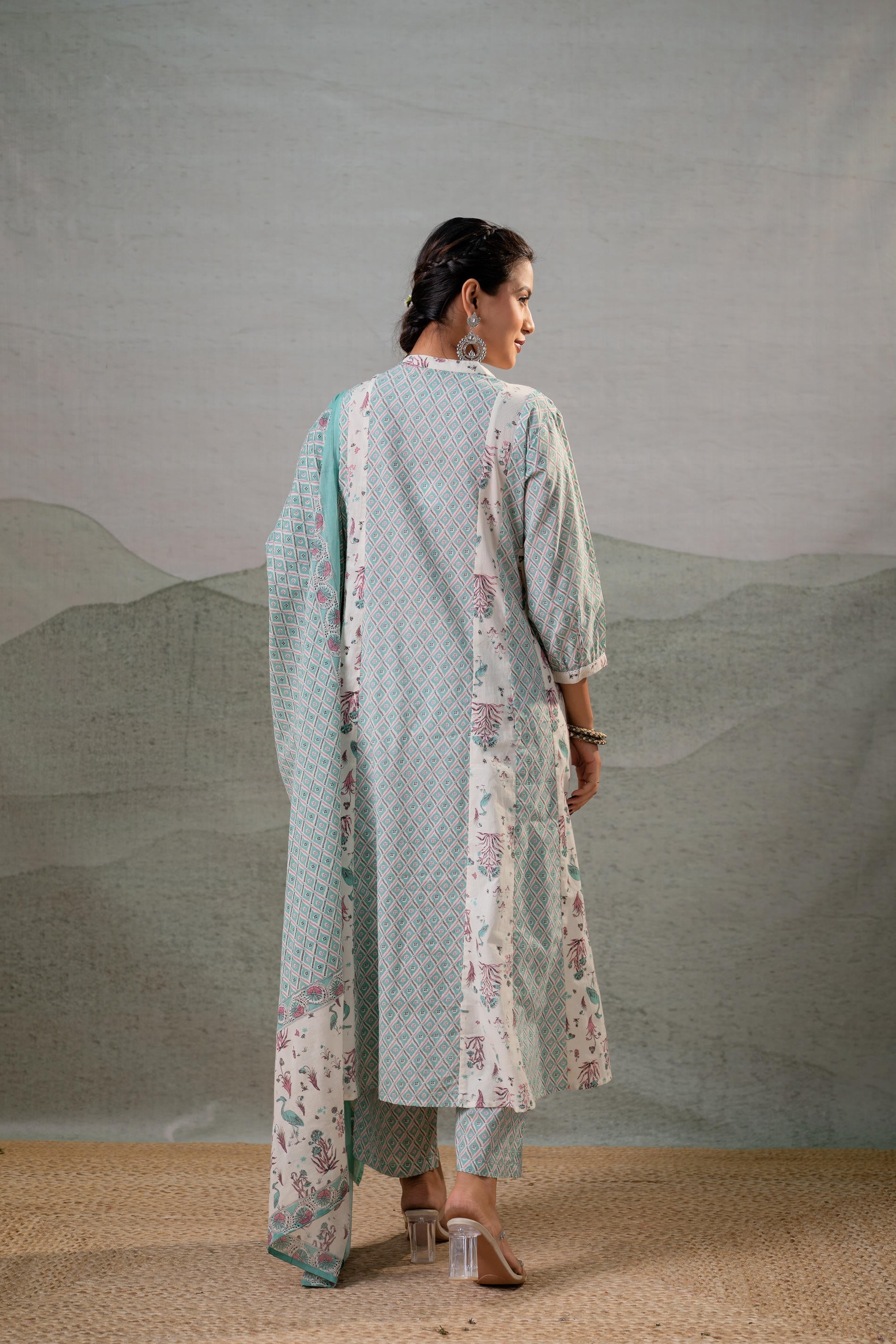 Juniper Mint Garden Harmony Kurta Pant And Dupatta Set - Distacart