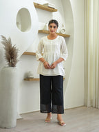 Juniper White Solid Cotton Tunic With Buttons & Lace