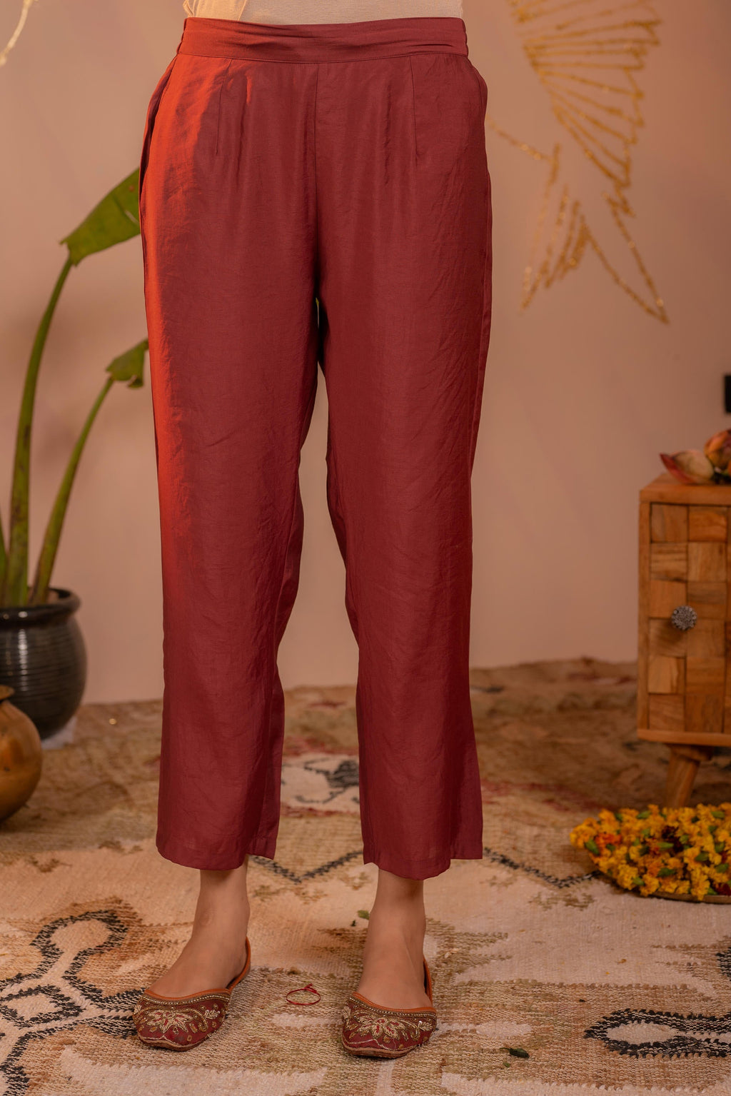 Juniper Rosegold Blossom -Pinted Kurta Pant And Dupatta Set - Distacart