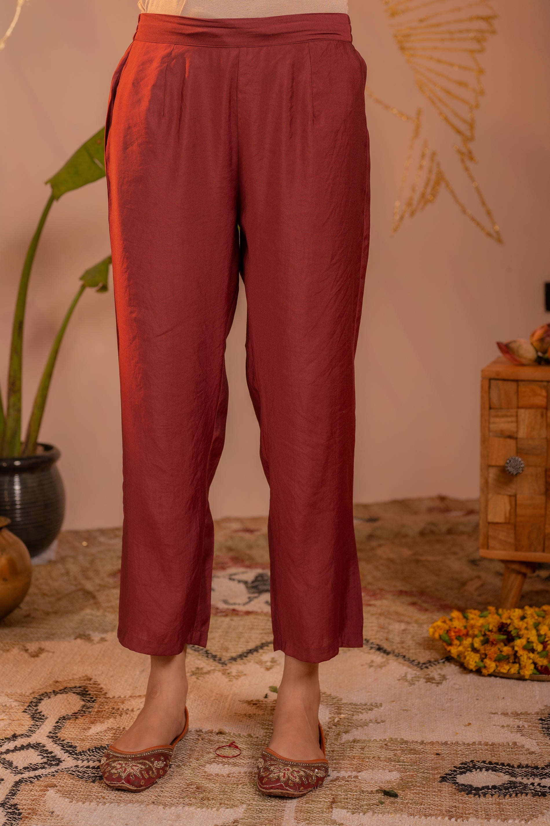 Juniper Rosegold Blossom -Pinted Kurta Pant And Dupatta Set - Distacart