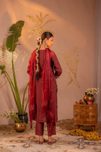 Juniper Rosegold Blossom -Pinted Kurta Pant And Dupatta Set - Distacart