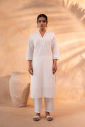 Juniper Off-White Schiffli Kurta And Pant Set - Distacart