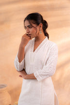 Juniper Off-White Schiffli Kurta And Pant Set - Distacart