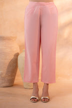 Juniper Peach Schiffli Kurta And Pant Set - Distacart