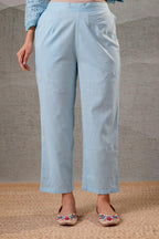 Juniper Sky Blue Schiffli Kurta And Pant Set - Distacart