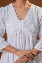Juniper White Cotton Fit & Flare Midi Dress - Distacart
