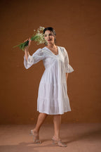 Juniper White Cotton Fit & Flare Midi Dress - Distacart