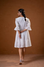 Juniper White Cotton Fit & Flare Midi Dress - Distacart
