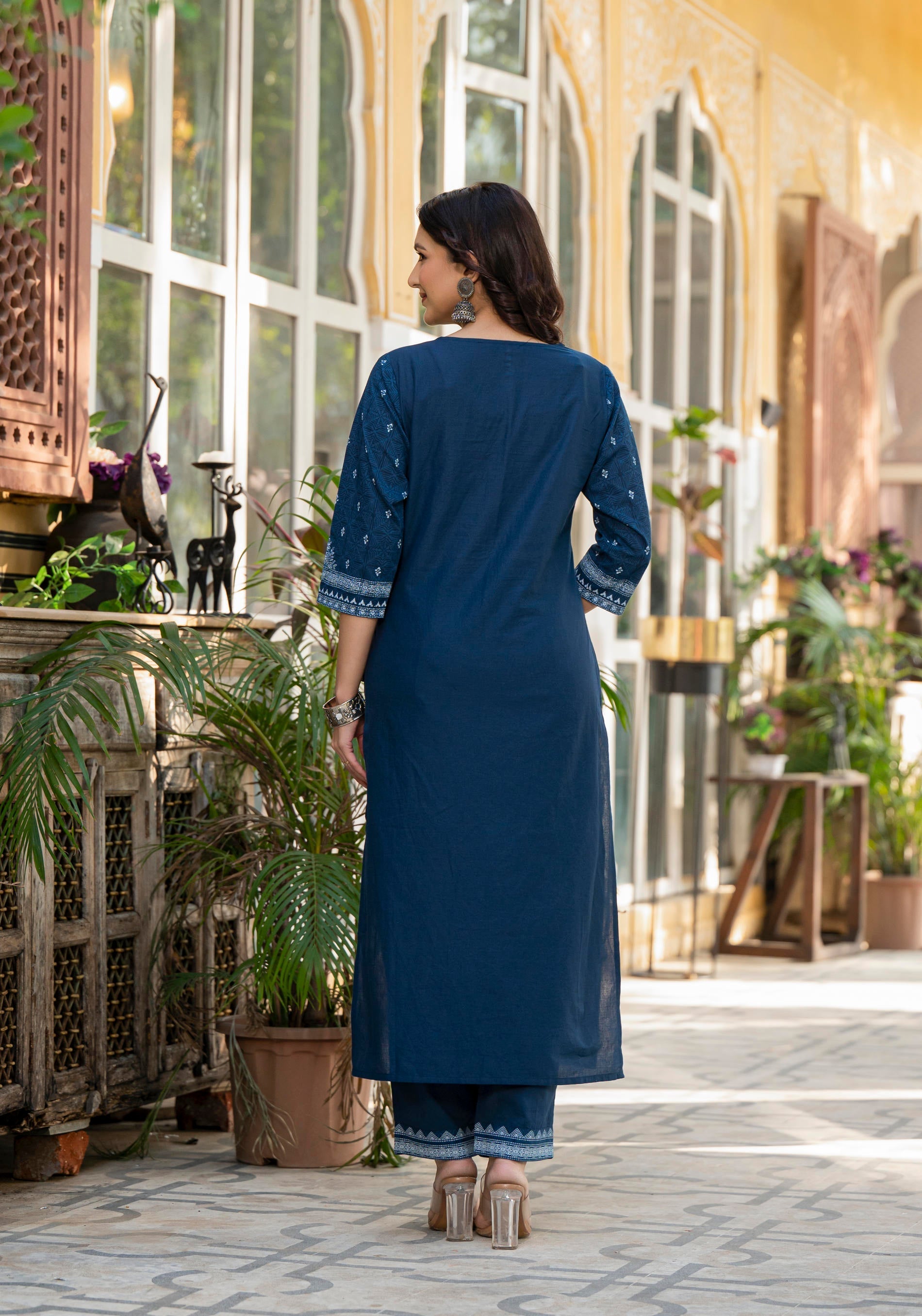Juniper Indigo Blue Printed Kurta Set With Dupatta - Distacart