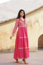 Juniper Pink Gulmohar Melody Tiered Maxi Dress - Distacart