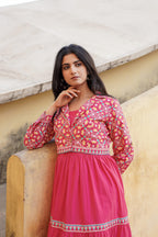 Juniper Pink Gulmohar Melody Tiered Maxi Dress - Distacart