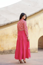 Juniper Pink Gulmohar Melody Tiered Maxi Dress - Distacart