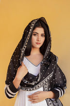 Juniper White Ethnic Motif Printed Dress & Dupatta Set With Thread Work - Distacart