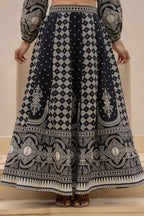 Juniper Black & White Printed Lehenga Choli Set with Ethnic Motifs