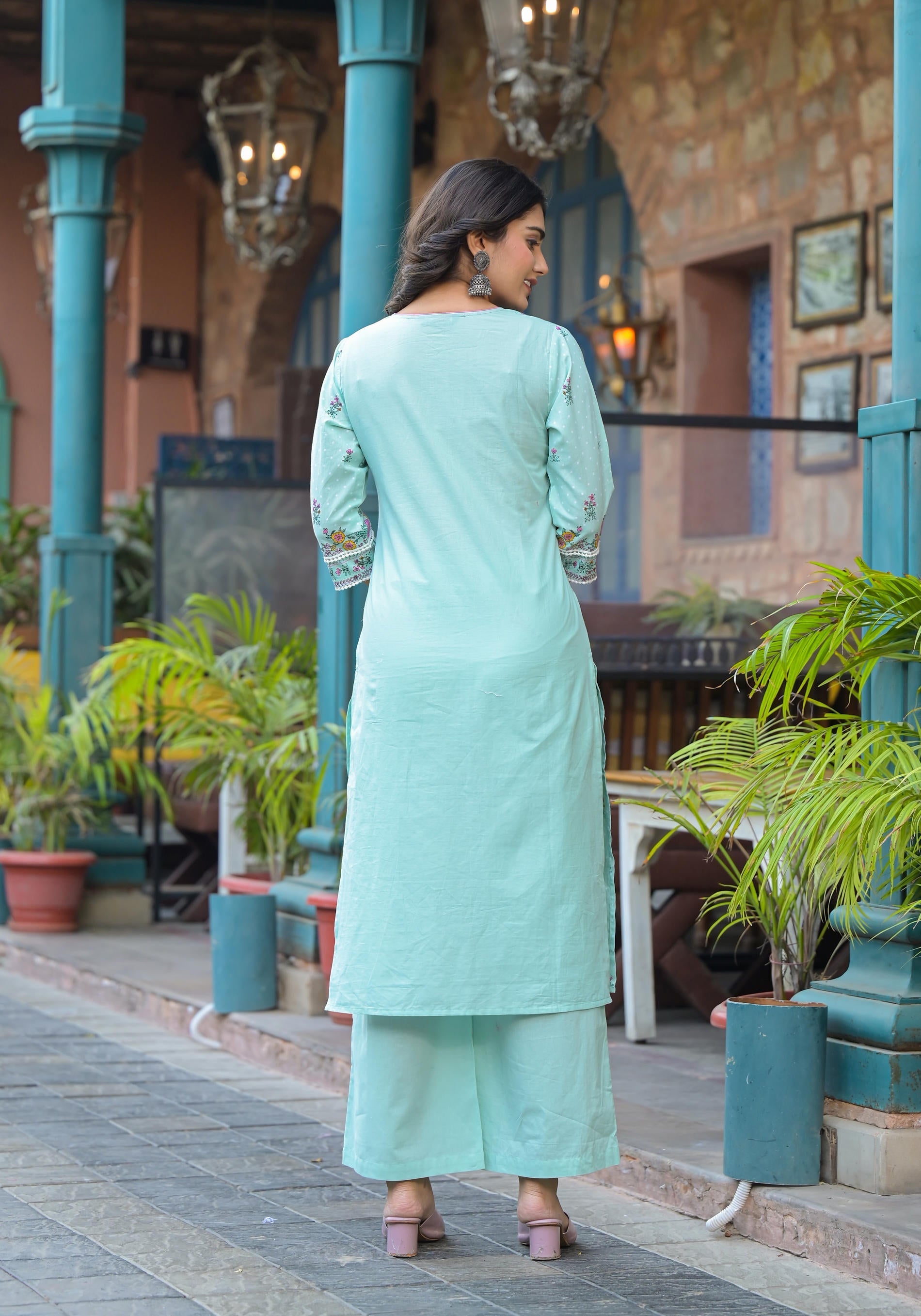 Juniper Mintgreen Pastel Harmony Printed Kurta Set - Distacart