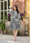 Juniper Black Geometric Printed Cotton Short Dress With Buttons - Distacart