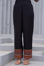 Juniper Black Floral Printed Cotton Kurta Set With Thread Work & Sequins - Distacart