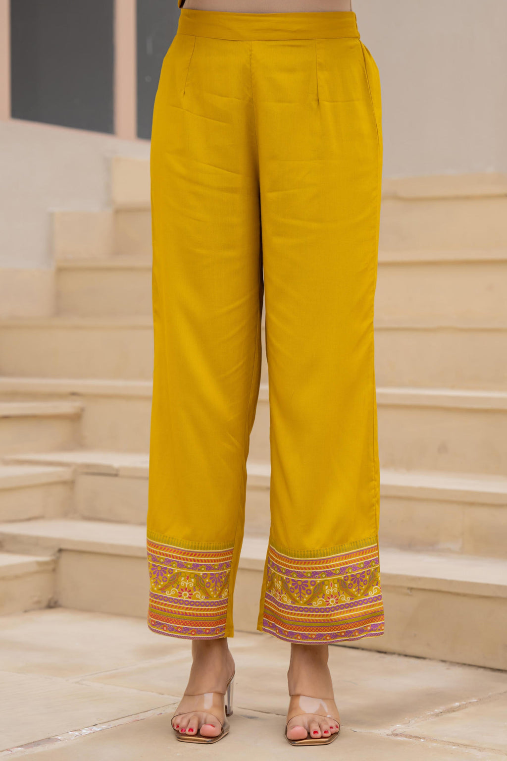 Juniper Mustard Embroidered Kurta Set with Printed Pant & Dupatta - Distacart