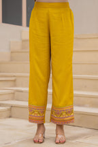 Juniper Mustard Embroidered Kurta Set with Printed Pant & Dupatta - Distacart