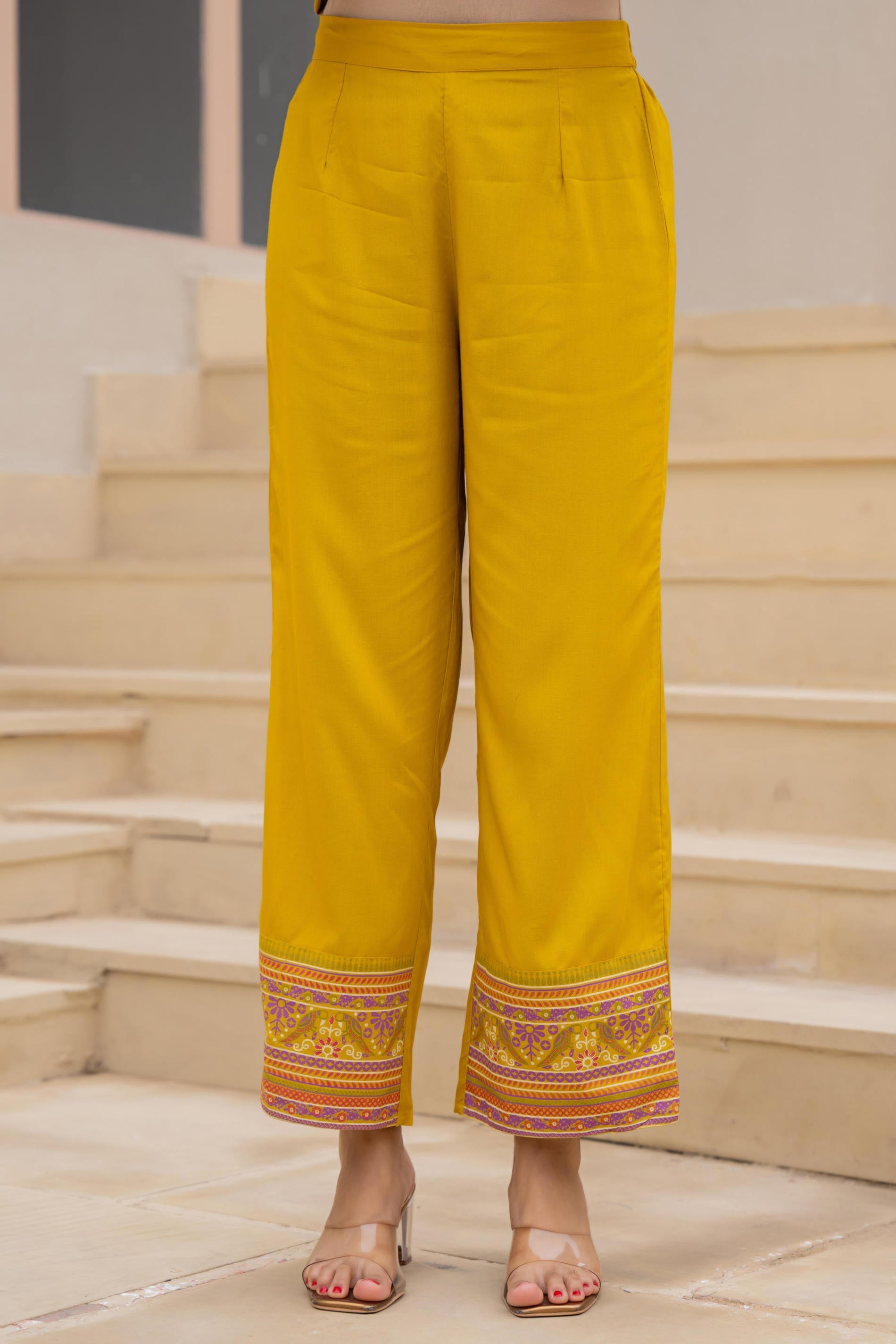 Juniper Mustard Embroidered Kurta Set with Printed Pant & Dupatta - Distacart