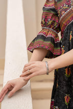 Juniper Black Printed Fit & Flare Dress with Tribal Border - Distacart