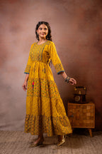 Juniper Rangriti Noor Mustard Handcrafted Boho Dress - Distacart