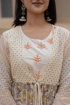 Juniper Ivory Embroidered & Printed Layered Dress Set with Dupatta - Distacart
