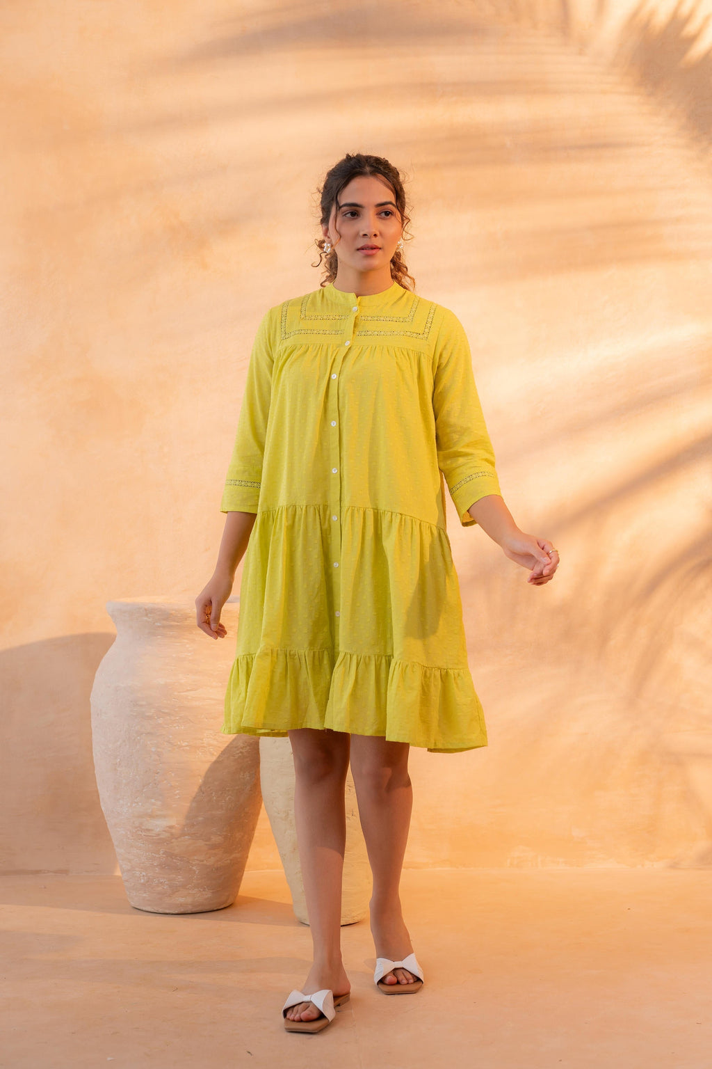 Juniper Zest Bloom Green Tiered Summer Dress - Distacart