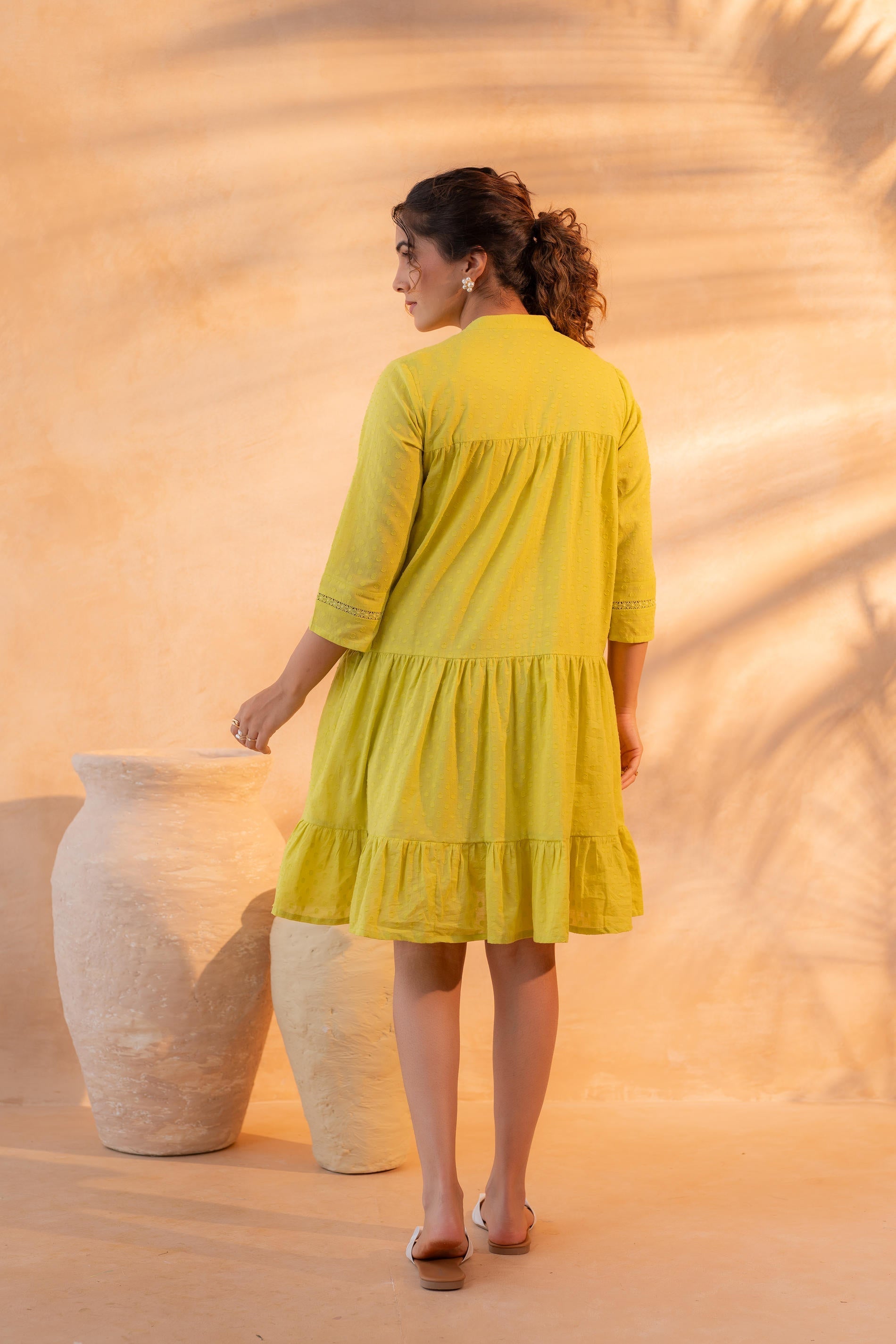 Juniper Zest Bloom Green Tiered Summer Dress - Distacart